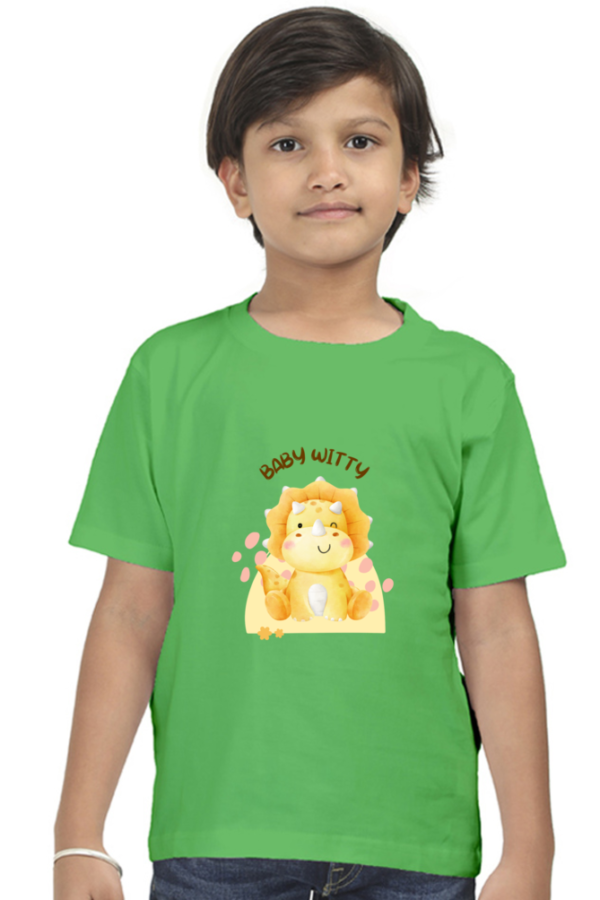 Witty Baby Dino – Round Neck Classic T Shirt (Boys – 0 to 5 Years)