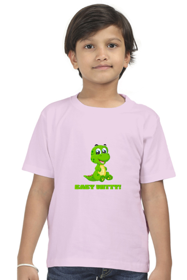 Witty Dino Kid – Round Neck Classic T Shirt (Boys – 0 to 5 Years)