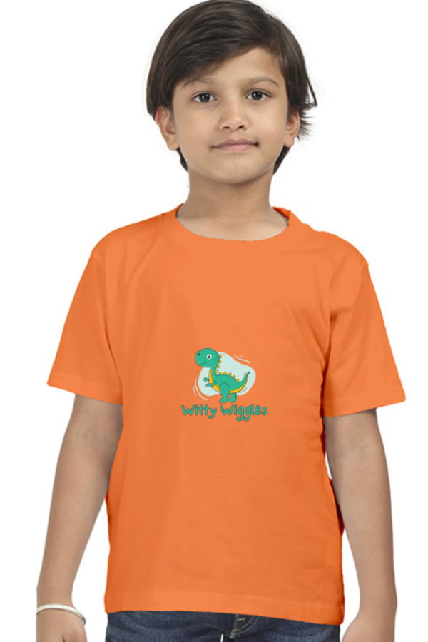 Dino Kid Witty Wiggles – Round Neck Classic T Shirt (Boys – 0 to 5 Years)