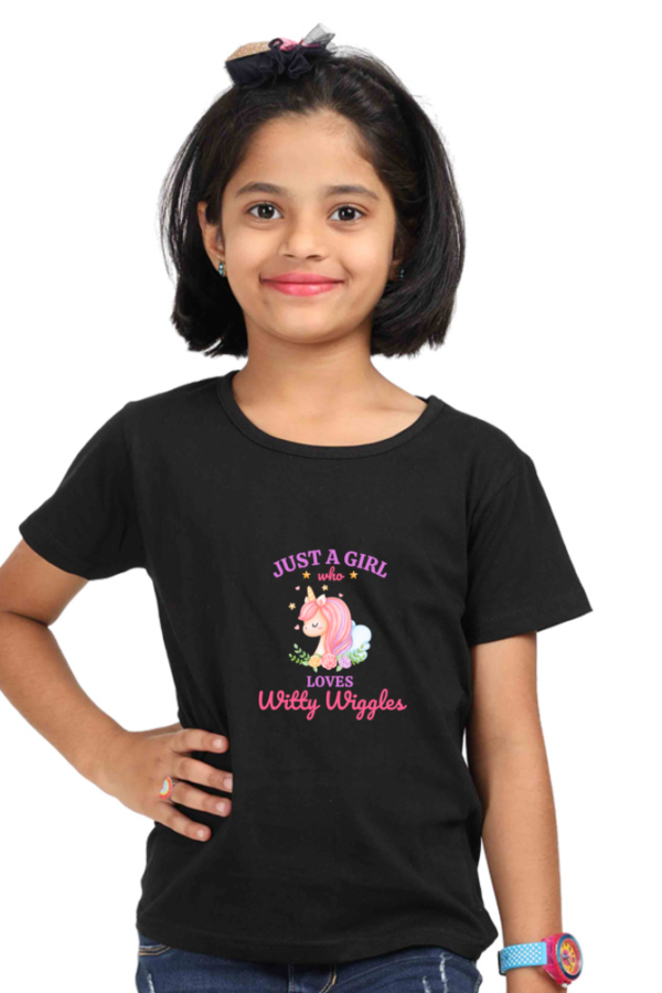 Witty Wiggles Love Unicorn – Round Neck Classic T Shirt (Girls – 0 to 5 Years)