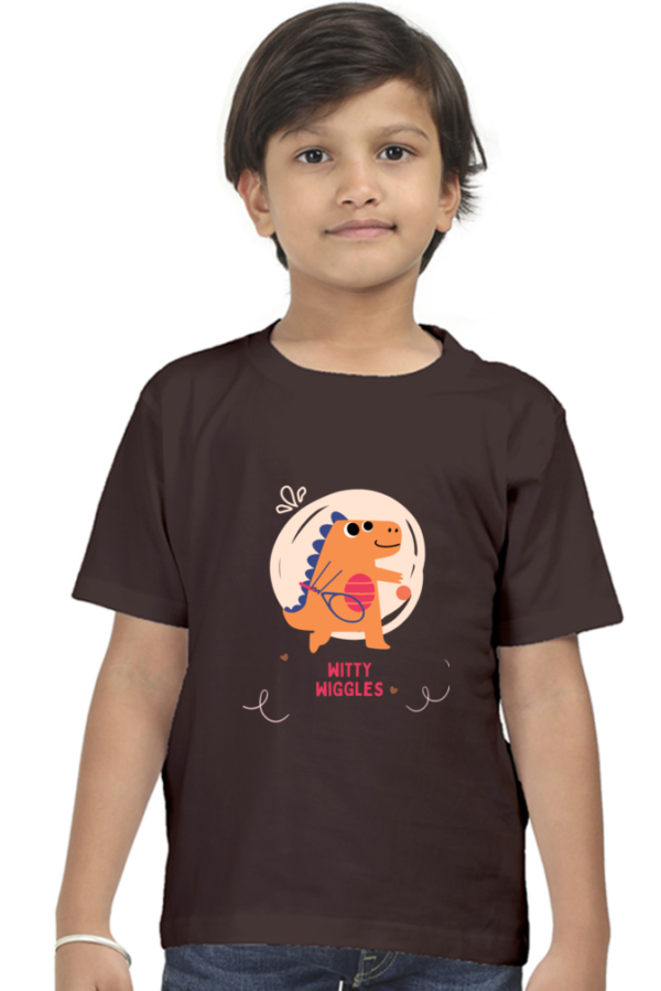 Dino Lover Witty Wiggles – Round Neck Classic T Shirt (Boys – 0 to 5 Years)