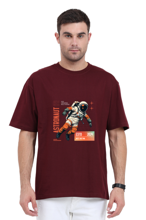 Witty Wefting Orange Astronaut Unisex Oversized Classic T Shirt