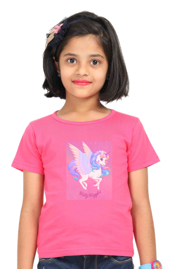 Witty Wiggles Unicorn Sky – Round Neck Classic T Shirt (Girls – 0 to 5 Years)