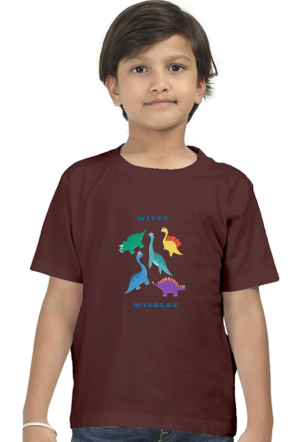 Dino Lover Witty Wiggles – Round Neck Classic T Shirt (Boys – 0 to 5 Years)