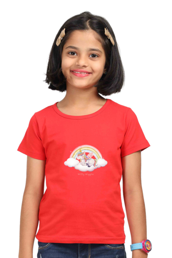 Witty Wiggles Unicorn Clouds – Round Neck Classic T Shirt (Girls – 0 to 5 Years)
