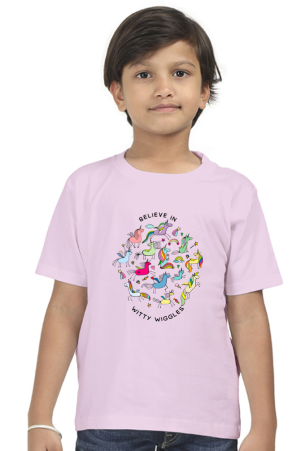 Unicorn Magic Witty Wiggles – Round Neck Classic T Shirt (Boys – 0 to 5 Years)