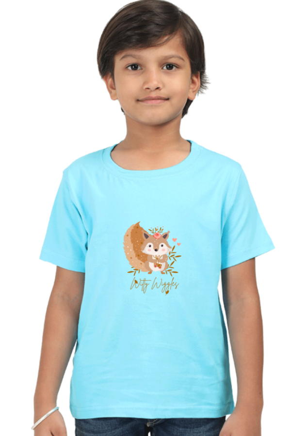 Witty Cute Squirrel Witty Wiggles – Round Neck Classic T Shirt (Boys – 0 to 5 Years)