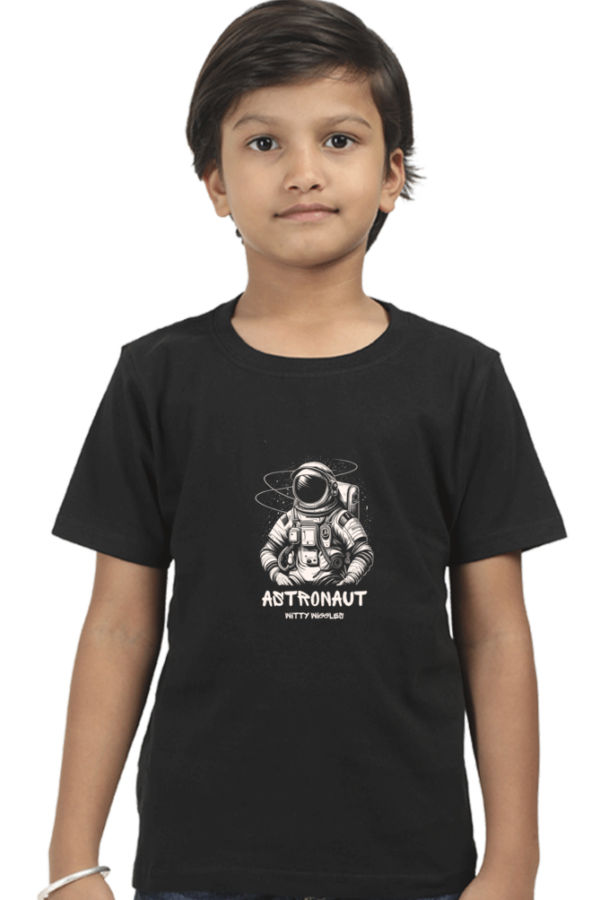 Witty Wiggles Black and White Astronaut– Round Neck Classic T Shirt (Boys – 0 to 5 Years)