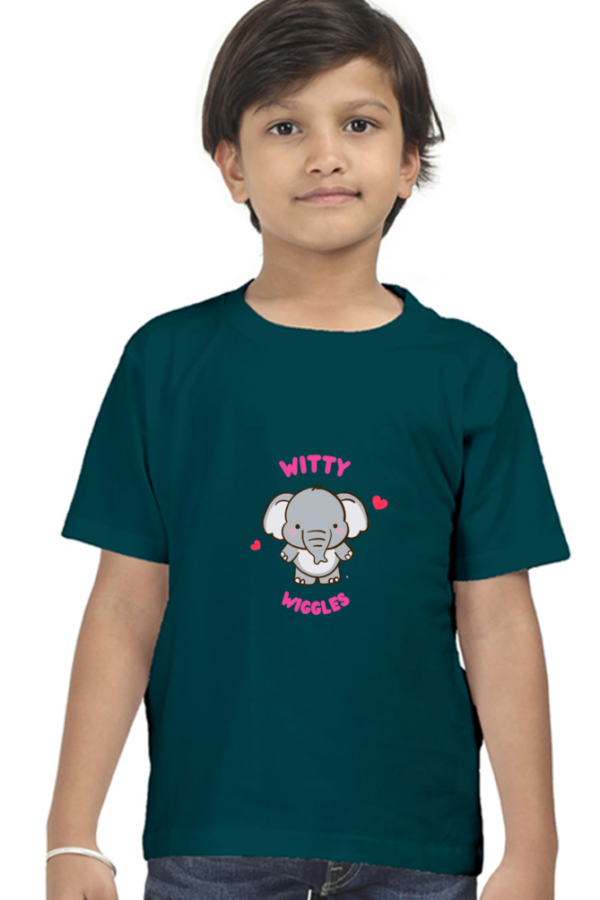 Witty Wiggles Happy Elephant – Round Neck Classic T Shirt (Boys – 0 to 5 Years)