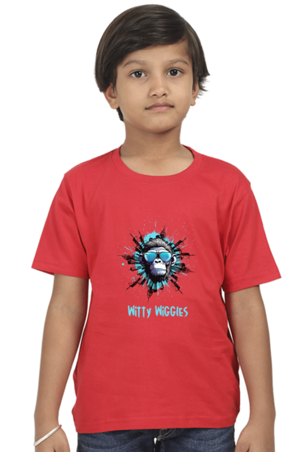 Witty Wiggles Cool Monkey – Round Neck Classic T Shirt (Boys – 0 to 5 Years)