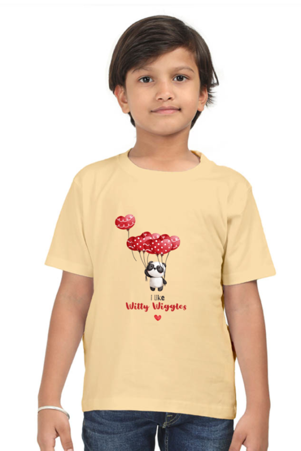 Witty Wiggles Panda Valentine – Round Neck Classic T Shirt (Boys – 0 to 5 Years)