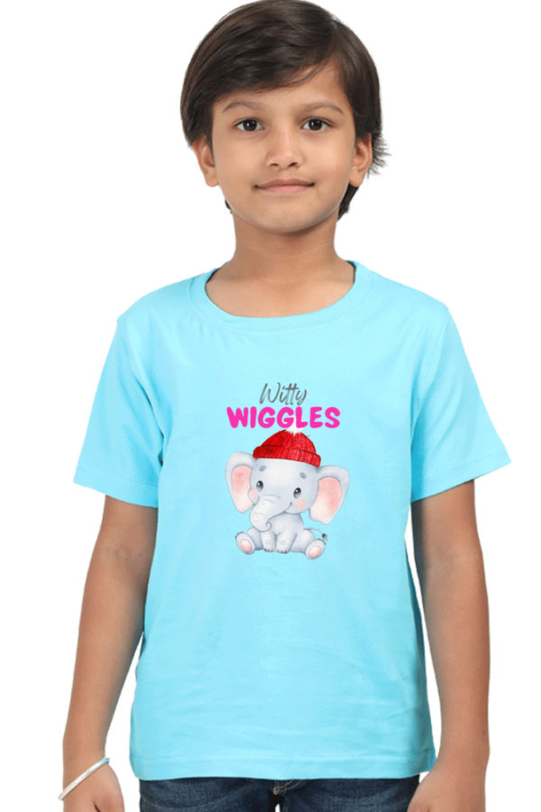 Witty Wiggles Elephant Cub – Round Neck Classic T Shirt (Boys – 0 to 5 Years)