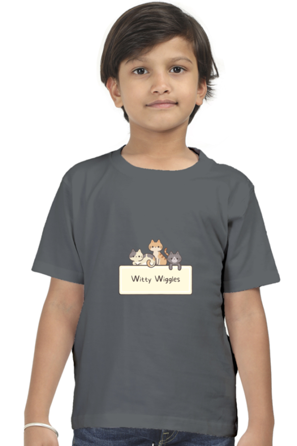 Witty Wiggles Cat Meeting – Round Neck Classic T Shirt (Boys – 0 to 5 Years)