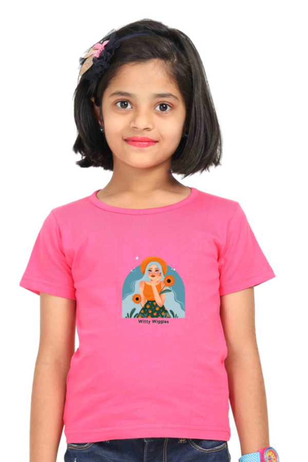 Witty Wiggles Happy Thinking Girl – Round Neck Classic T Shirt (Girls – 6 to 13 Years)