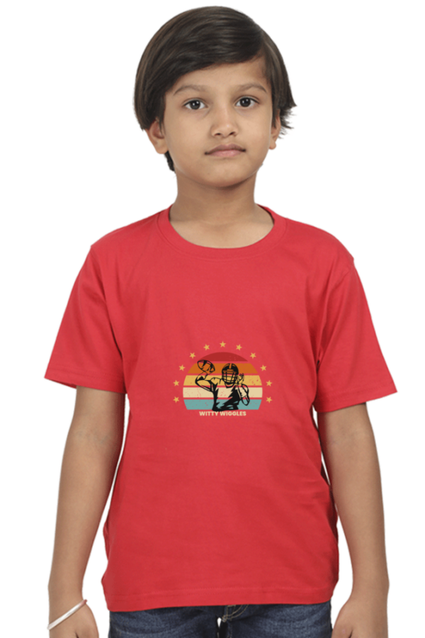 Witty Wiggles American Football – Round Neck Classic T Shirt (Boys – 6 to 13 Years)