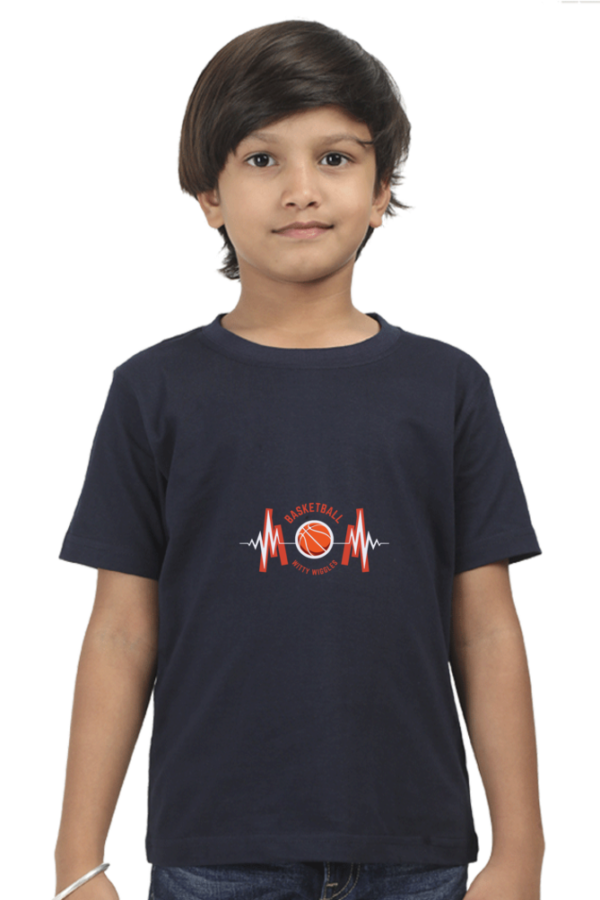 Witty Wiggles Basketball Spark – Round Neck Classic T Shirt (Boys – 6 to 13 Years)