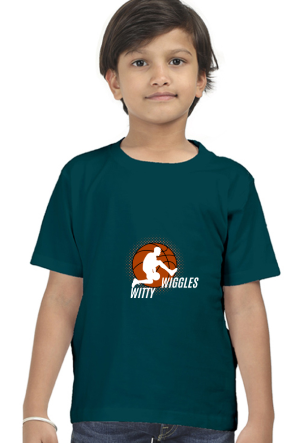 Witty Wiggles Basketball Shock – Round Neck Classic T Shirt (Boys – 6 to 13 Years)